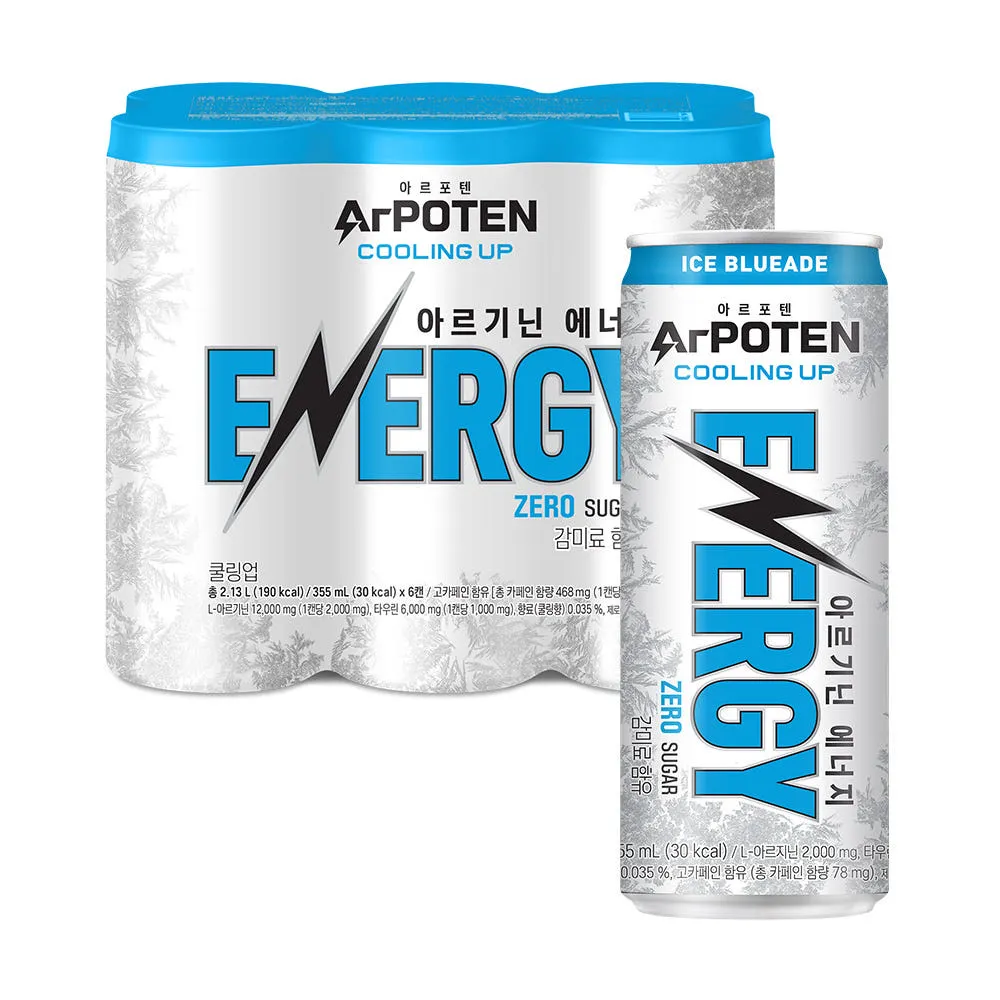 에너지음료 에너지드링크 아르포텐 쿨링업 355ml, 6개 : 스포식스
