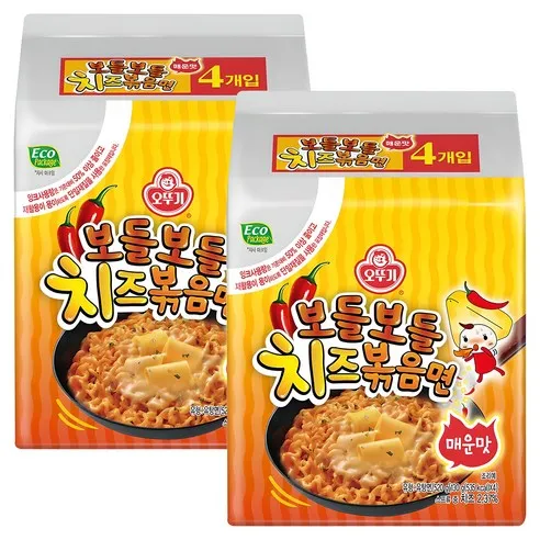 오뚜기 보들보들 치즈볶음면 매운맛 130g , 8개 - 봉지라면
