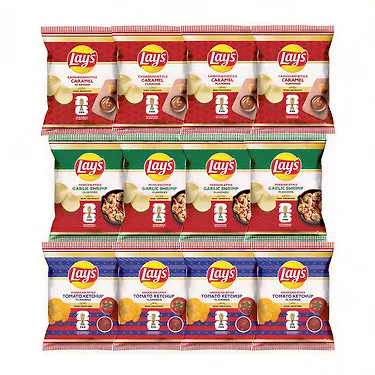 4+4+4 레이즈 월드컵 패키지 미니 감자칩 50g 모음 (케찹/캬라멜/갈릭쉬림프)