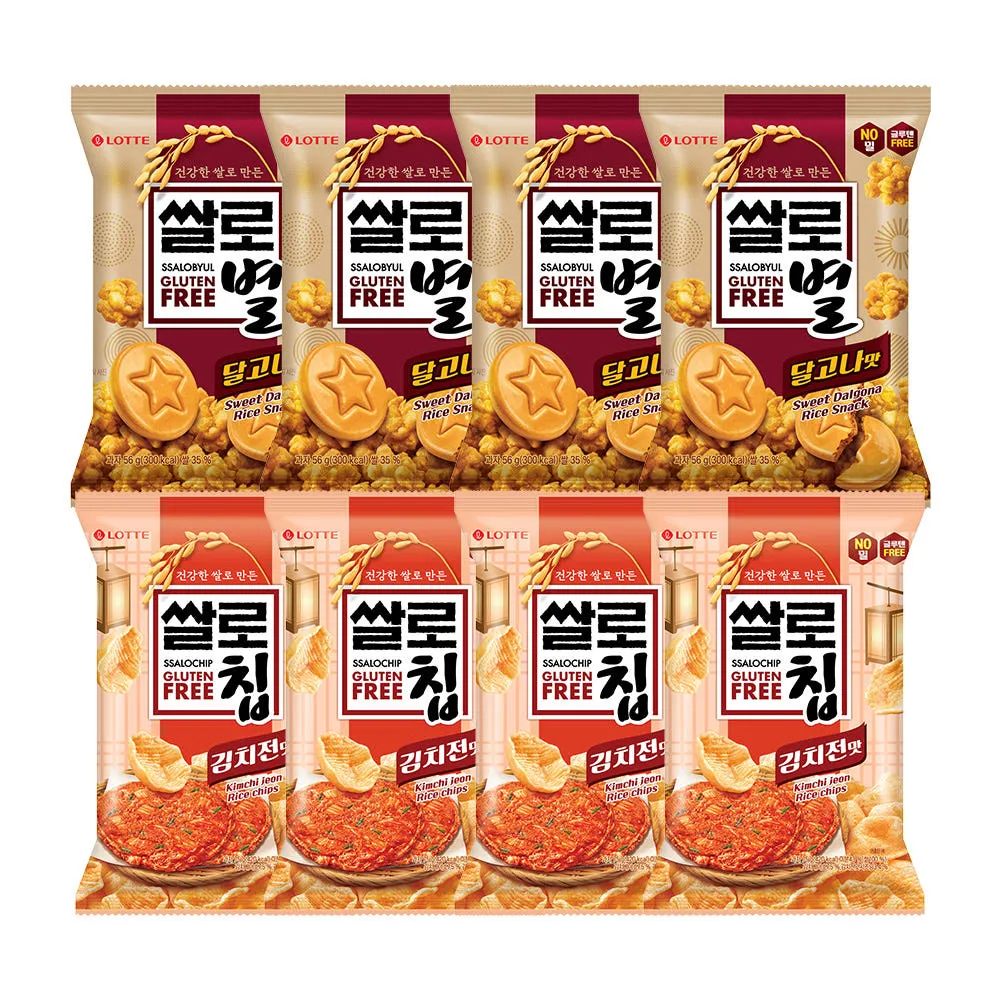 롯데웰푸드 쌀로별 달고나맛 56g x 4개+김치전맛 75g x 4개