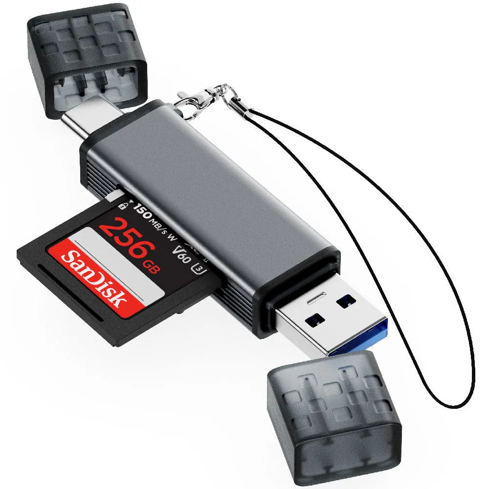 SD카드 멀티 카드 리더기 USB 3.0+C타입 2in1 OTG MicroSD 블랙박스 스마트폰 디카 노트북 젠더없이 바로 연결 (+분실방지 키링 고리)