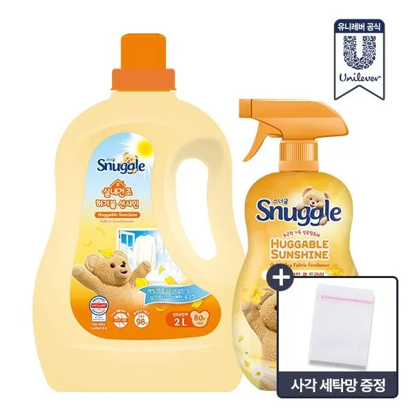 [스너글][APP전용][최종가 : 14,900원]스너글 유연제 2L + 탈취제 470ml(5종택1) +)세탁망 증정 허거블코튼/허거블선샤인