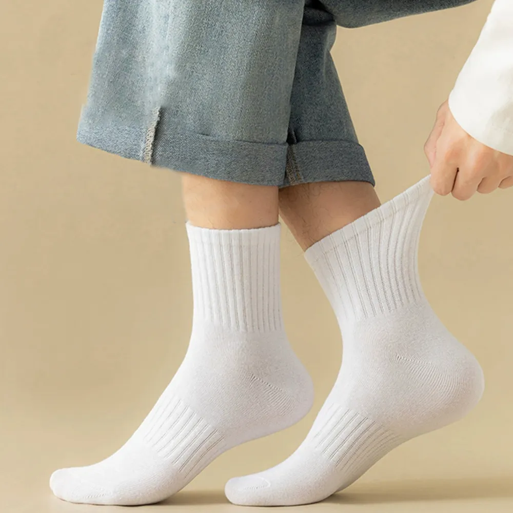발이 편한 카바 밴딩 중목 양말, 화이트, 10켤레