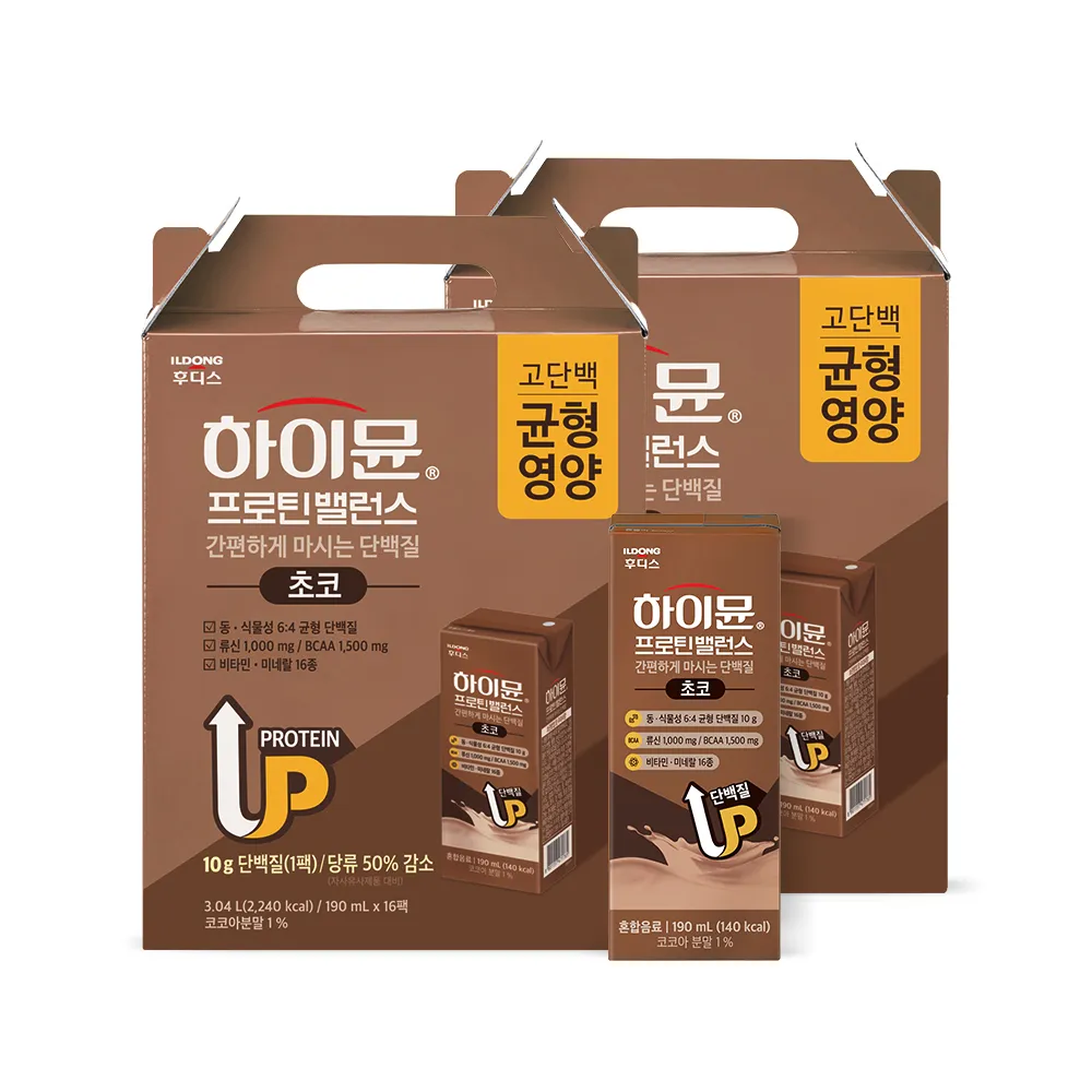 일동후디스 하이뮨 프로틴 밸런스 음료 초코맛, 190ml, 32개