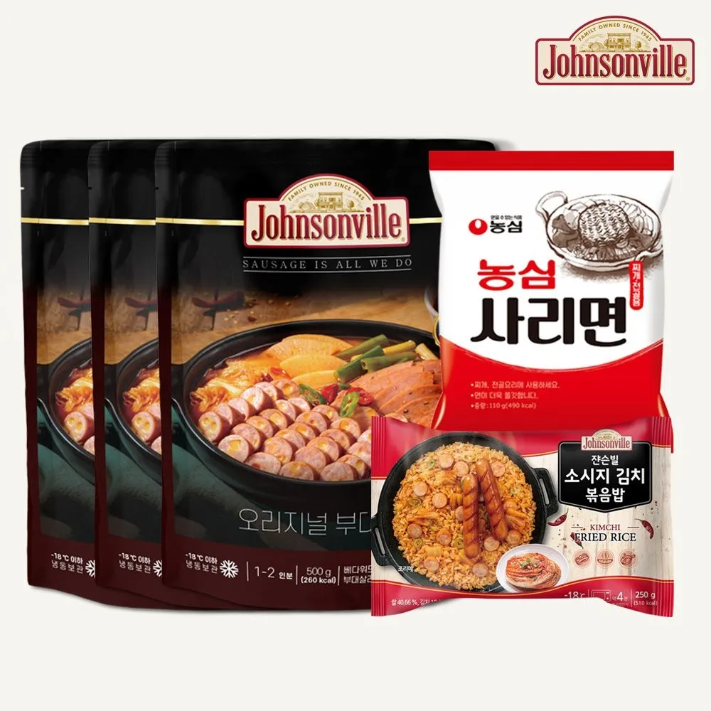 [쟌슨빌][APP전용] 쟌슨빌 부대찌개500g 3팩+김치볶음밥1팩+라면사리1팩 : 롯데ON