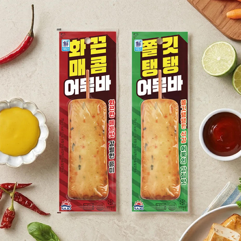 사조 쫄깃탱탱 어묵바, 70g, 10개 + 화끈매콤 어묵바, 70g, 10개, 총 20개