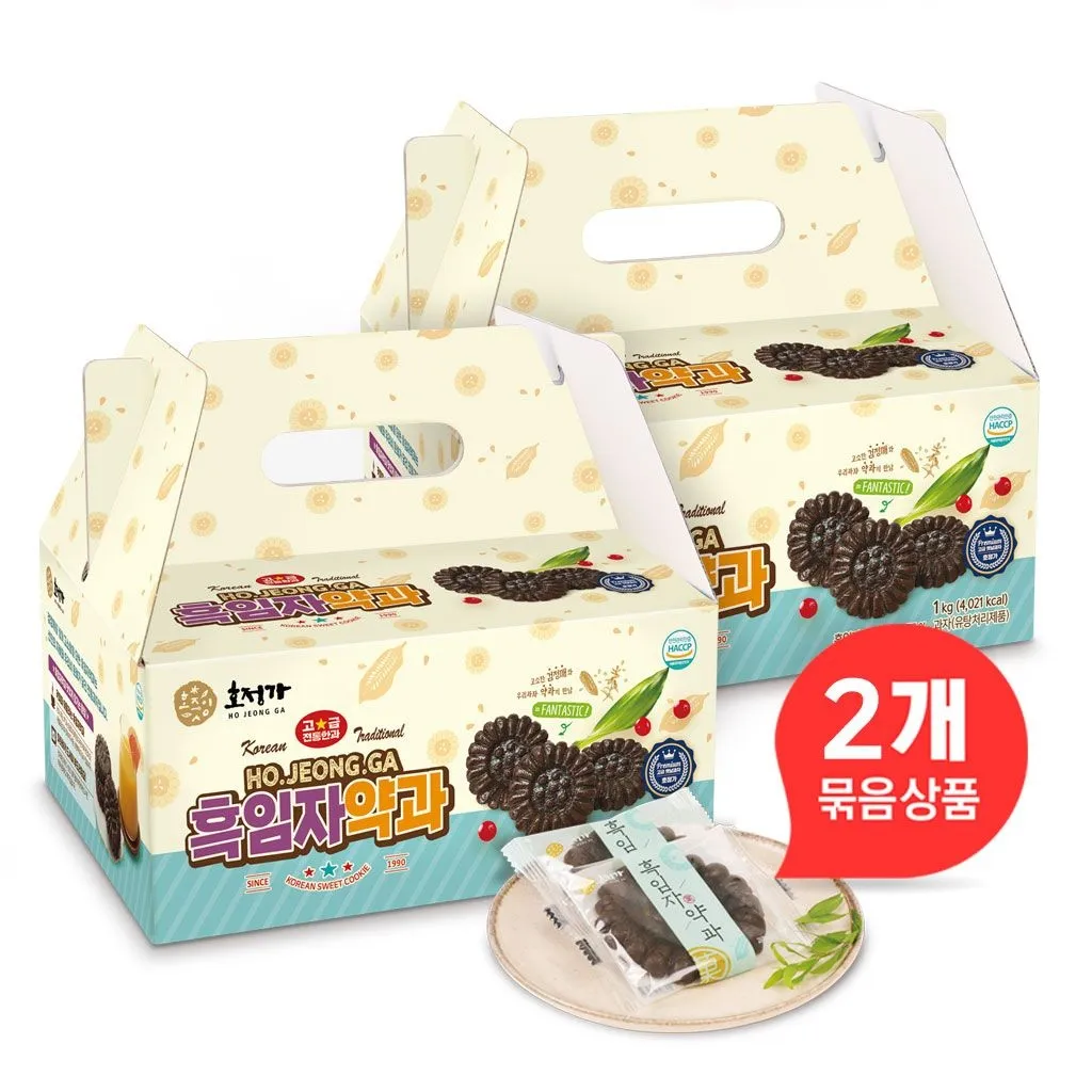 [호정가]호정가 흑임자약과 1KG 1+1 (2개 묶음, 총 2KG) / 고소한 검은깨의 중독되는 맛 : 롯데ON