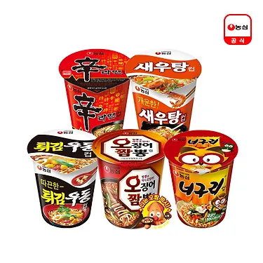 [예약발송] 농심소컵 5종 30개 세트 (신라면컵6입+새우탕컵6입+튀김우동컵6입+오징어짬뽕컵6입+너구리컵6입)