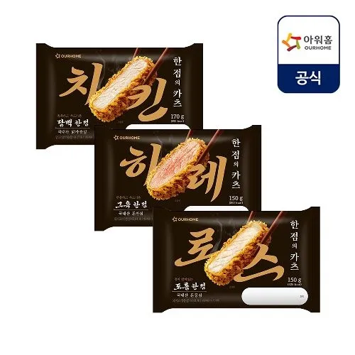 [아워홈][APP전용] [아워홈] 한점의 카츠 3종 SET (히레카츠,로스카츠,치킨카츠,) X 4/6/9팩 : 롯데ON