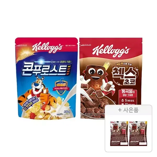 [11번가] 켈로그 콘푸로스트 600g, 1개+오곡 첵스초코 570g, 1개+증정(첵스초코 쿠키앤크림 30g, 2개)