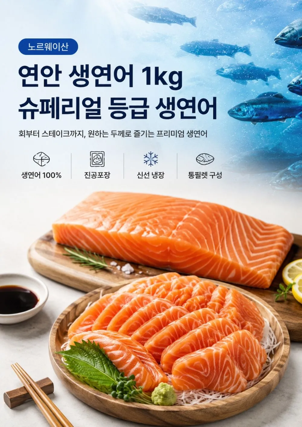 노르웨이산 생연어 몸뱃살 1kg 슈페리얼등급 : 롯데ON