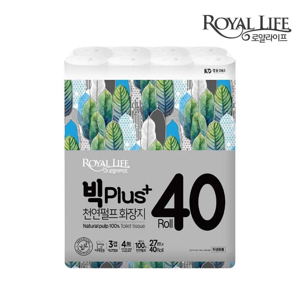 로얄라이프 빅PLUS 3겹 천연펄프 화장지 27m 40롤