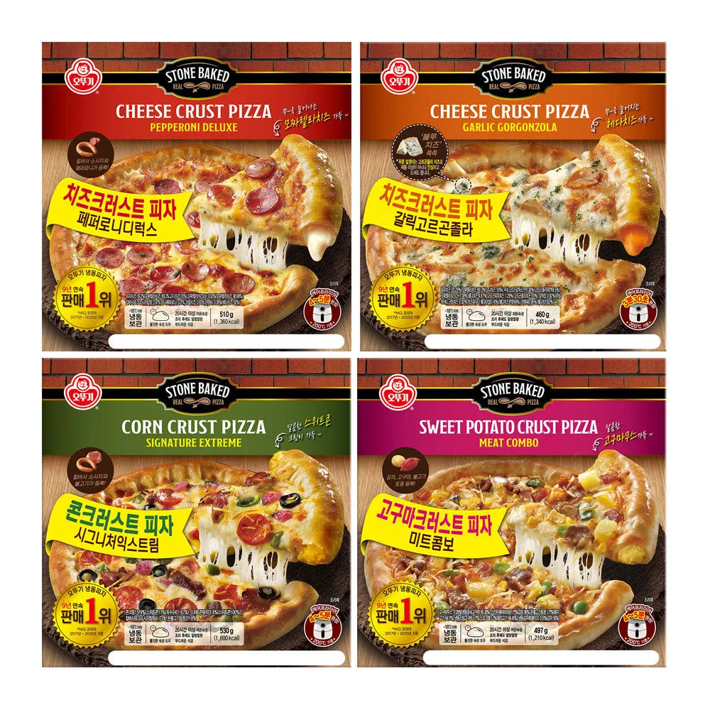 [슈퍼적립] 오뚜기 크러스트 피자 4종 고르곤졸라+시그니처 익스트림+페페로니 디럭스피자+미트콤보