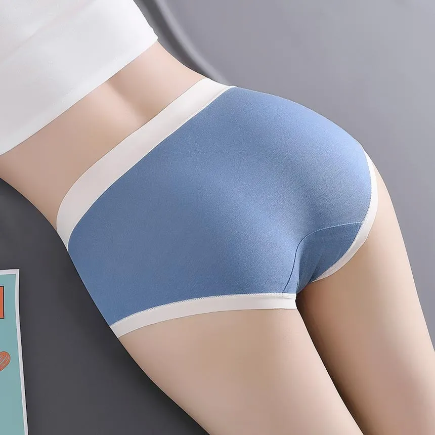 (10매 묶음) 여성팬티 모달 리본 미드 웨이스트 팬티 언더웨어 베이직 슬림핏 여자속옷