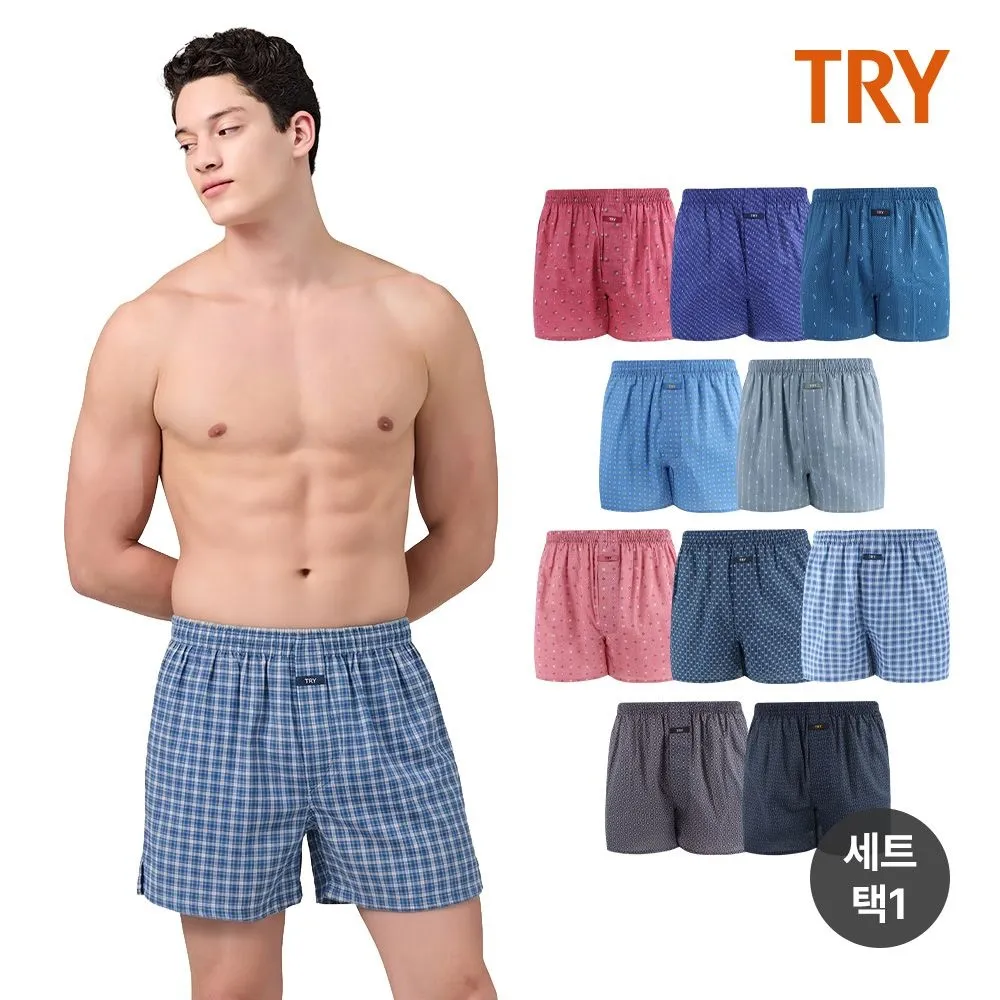 [트라이][5매세트] NEW패턴 TRY 스탠다드 코튼 박서 5매 세트 : 롯데ON