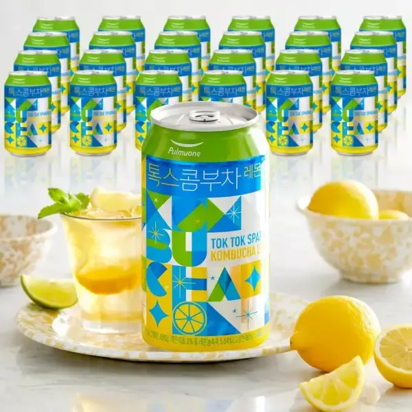 [10분러시] 캔당 400원대! 풀무원 레몬 톡스콤부차 스파클링 350ml x 24캔