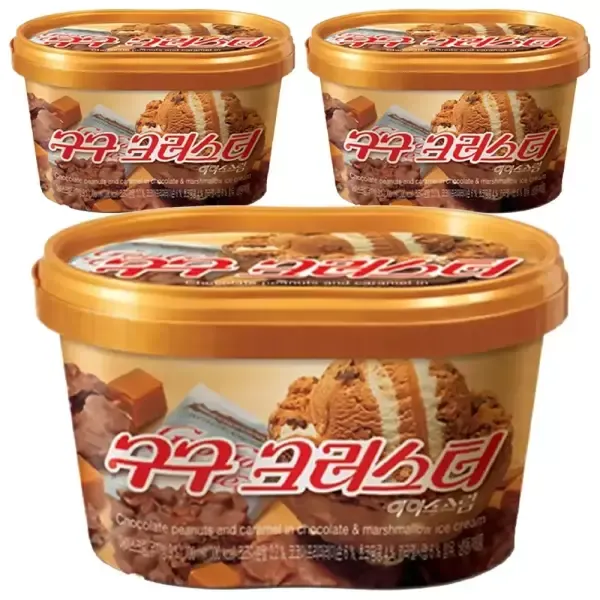 [슈팅냉동] 롯데웰푸드 구구크러스터 오리지널, 660ml, 3개