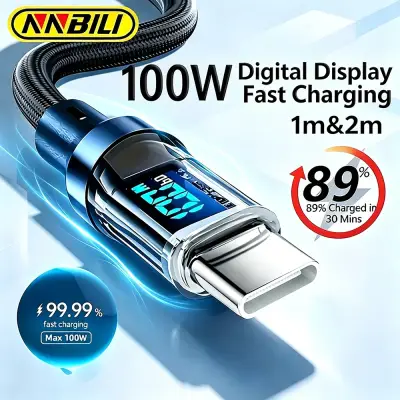 [NNBILI] USB to Type C 케이블 120W 고속 충전기 USB Type C to USB C 디스플레이 코드 (샤오미 POCO, 화웨이, 맥북, Honor 1/2m)