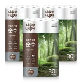 나무야나무야 도톰한3겹순수 화장지 27Mx30롤 3팩