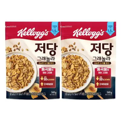 켈로그 저당 그래놀라 360g, 2개