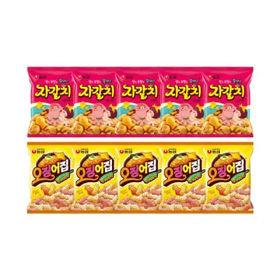 농심 자갈치 90g, 5개 + 오징어집 78g, 5개