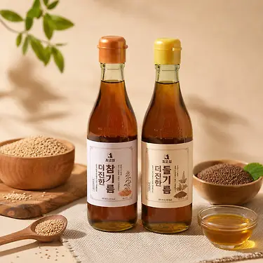 [옛날] 방앗간 100% 통참깨 참기름 350ml 2병 외 들기름 350ml