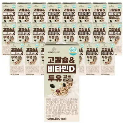 [파이토메이드] 고칼슘&비타민D 두유 21곡 미숫가루, 190ml, 24개