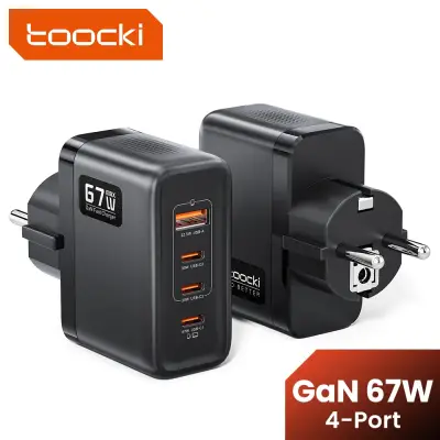[Toocki] 67W GaN 접지형 USB C 충전기 KR 플러그 3C1A PD3.0 PPS 지원 초고속 충전기 삼성 갤럭시 S26 노트북용