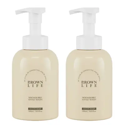 [브라운] 라이프 대용량 손세정제 저자극 모찌 버블 핸드워시 클립솝 500ml 2개