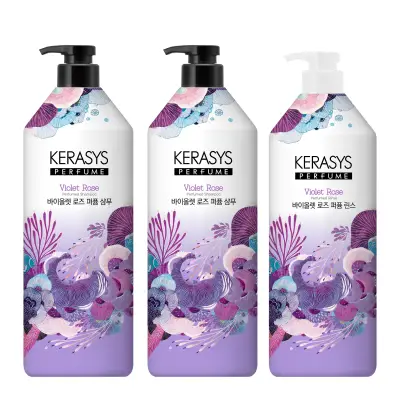 [케라시스] 퍼퓸 바이올렛 로즈 샴푸, 1L, 2개 + 린스, 1L, 1개