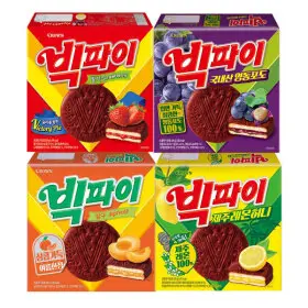 (옵션선택) 크라운제과 빅파이 324g 4개 골라담기 (딸기/제주레몬허니/살구/영동포도)
