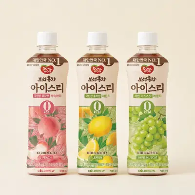 [동원] 보성홍차 아이스티 제로 4종(복숭아+레몬+머스캣+애플), 500ml, 24개