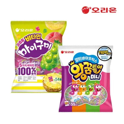 [오리온]오리온 멀티바이오틱스 왕꿈틀이 미니 55P + 비타민 마이구미 미니 54P
