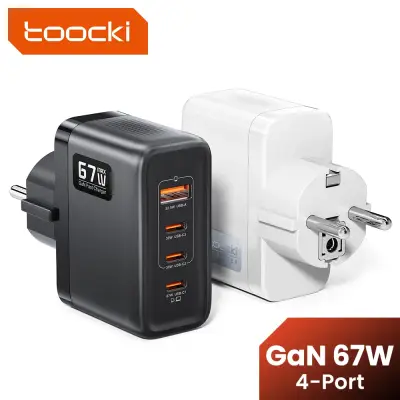 [Toocki] 67W GaN 접지형 USB C 휴대폰 충전기 어댑터 PPS PD SFC3.0 초고속 충전기 (삼성 S26, 버즈, 아이폰, 노트북용)