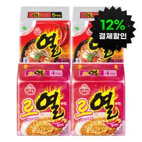 (12%결제할인) 오뚜기 로제열라면 2팩+열라면 2팩 (총18개입)