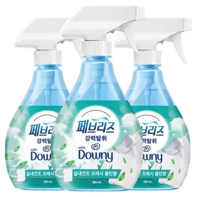 [페브리즈] 섬유탈취제 다우니 실내건조 프레시클린향 본품, 360ml, 3개