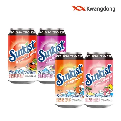 [광동][본사직영] 썬키스트 제로 소다 355ml 4종 24+24 골라담기 (총 48입)