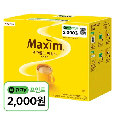 맥심 커피믹스 믹스커피 모카골드 마일드, 400개입, 1개