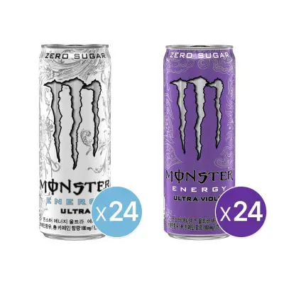 [몬스터 에너지](본사직영) 몬스터 에너지 울트라 355ml 24캔+몬스터 바이올렛 355ml 24캔_분리배송