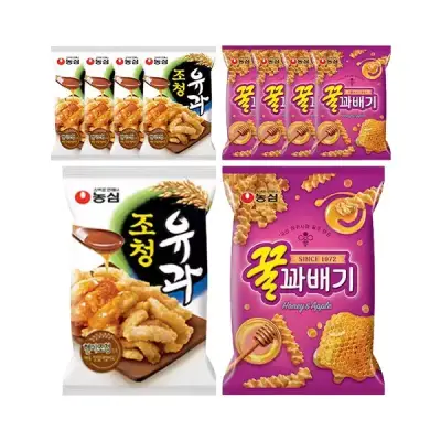 [T쇼페] 농심 조청유과 96g, 5개 + 꿀꽈배기 90g, 5개