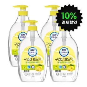 (10%결제할인)참그린 구연산 뽀드득 주방세제 레몬향 용기 1kg 4개