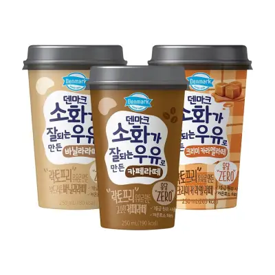 [동원](원데이) 덴마크 소화가 잘되는 라떼 3종 바닐라/크리미카라멜/카페라떼 250ml 12입 12개입