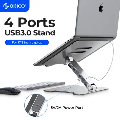 [ORICO] 4 포트 USB3.0 접이식 노트북 스탠드 알루미늄 노트북 라이저 데스크탑 노트북 냉각 스탠드 MacBook Dell