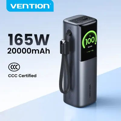 [CCC 인증] 벤티온 165W 휴대용 보조 배터리, 20000mAh, PD 고속 충전, 노트북용, 아이폰 18 및 삼성 S26용 3C 보조 배터리