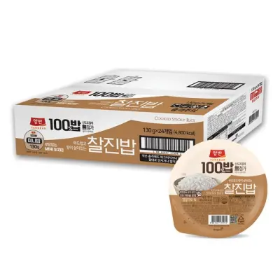 [양반] 100밥 찰진밥, 130g, 24개 - 즉석백미밥