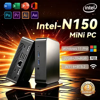 [미니] PC 인텔 N150 윈도우 11 프로 휴대용 게이밍 PC 16GB 32GB 램 1TB 2TB SSD 미니 PC 컴퓨터 사무용 게이머용 Wifi6 BT5.2 데스크탑