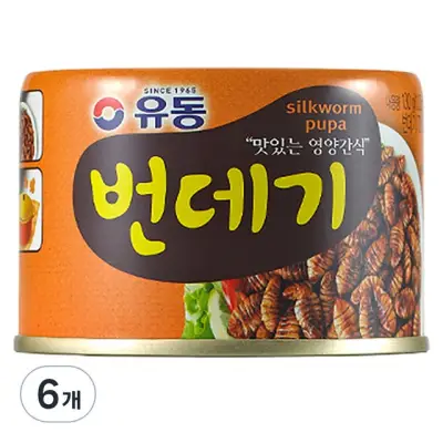 [유동] 번데기 통조림, 130g, 6개 - 번데기통조림